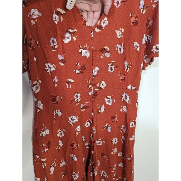 Universal Thread Orange Floral Button-Up Dress - Size Small - Picture 8 of 8